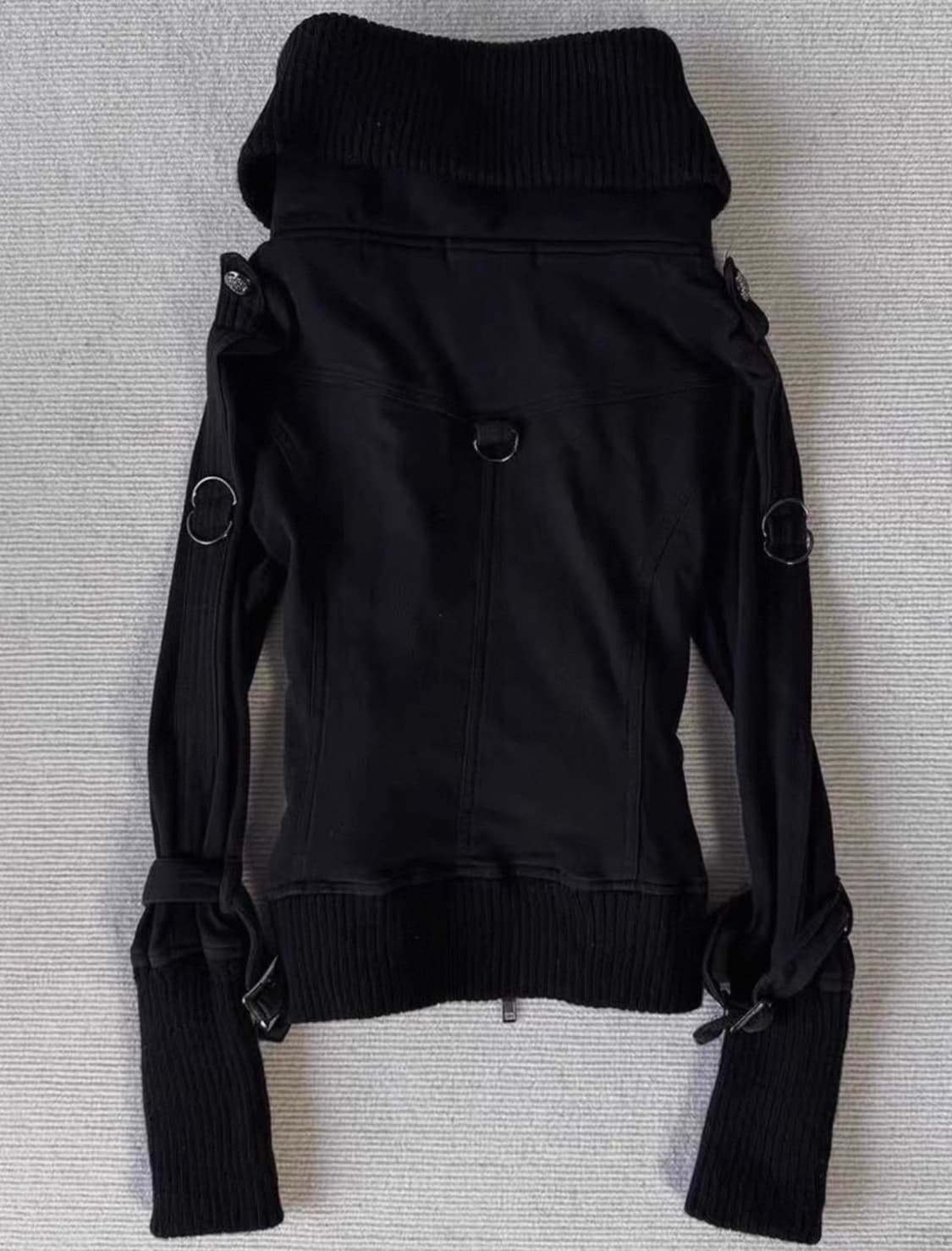 Y2K Slim Fit Cropped Black Zip Hoodie 상품이미지2