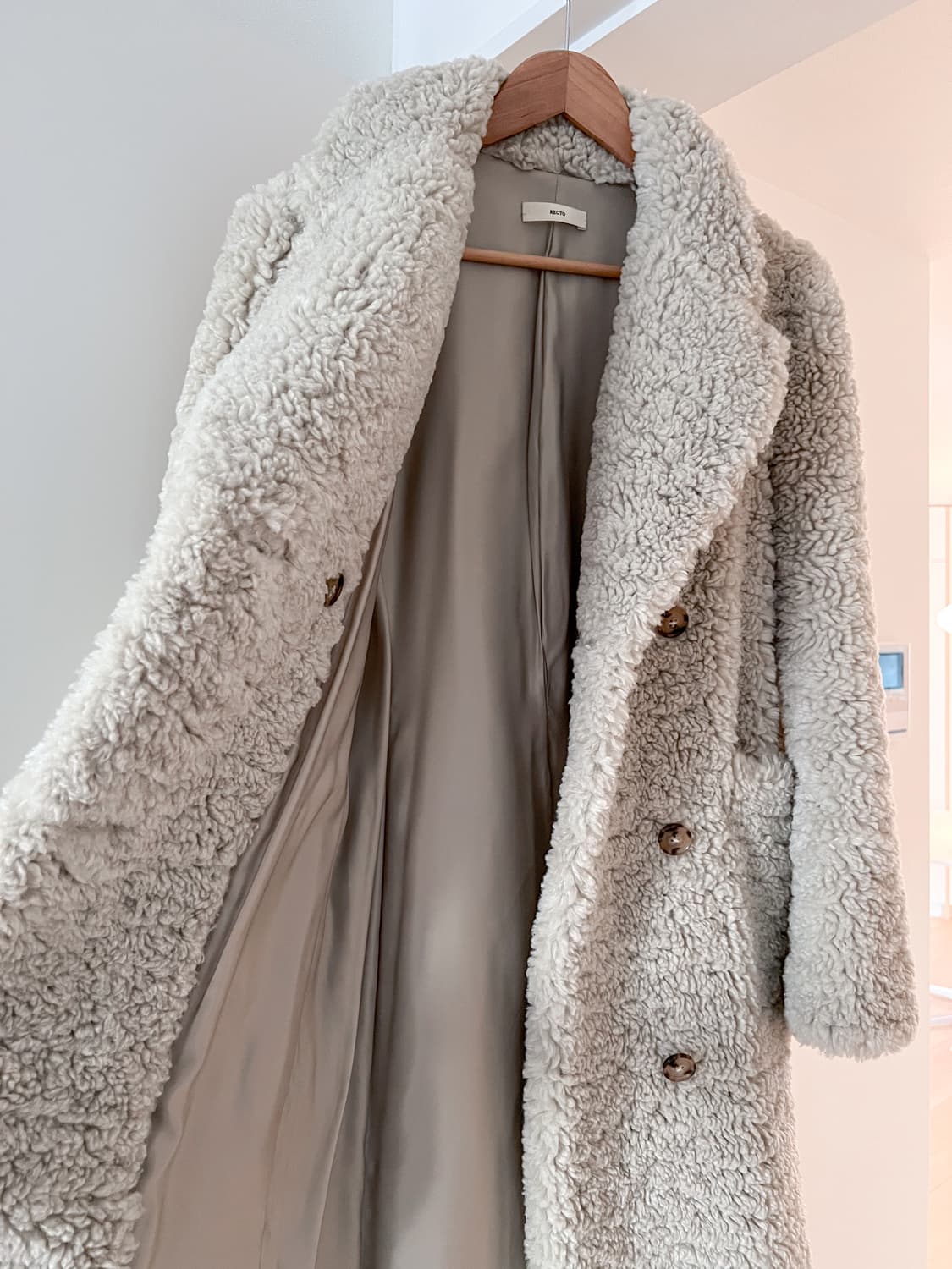 렉토 에코 퍼 더블 브레스트 테디 코트 S 상품이미지10