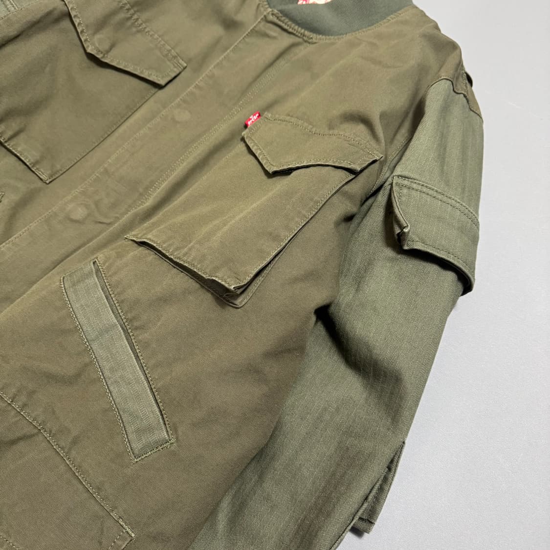 리바이스 브라운 올리브컬러 도킹 패치 워크 코튼 밀리터리 플라이트 자켓 상품이미지5