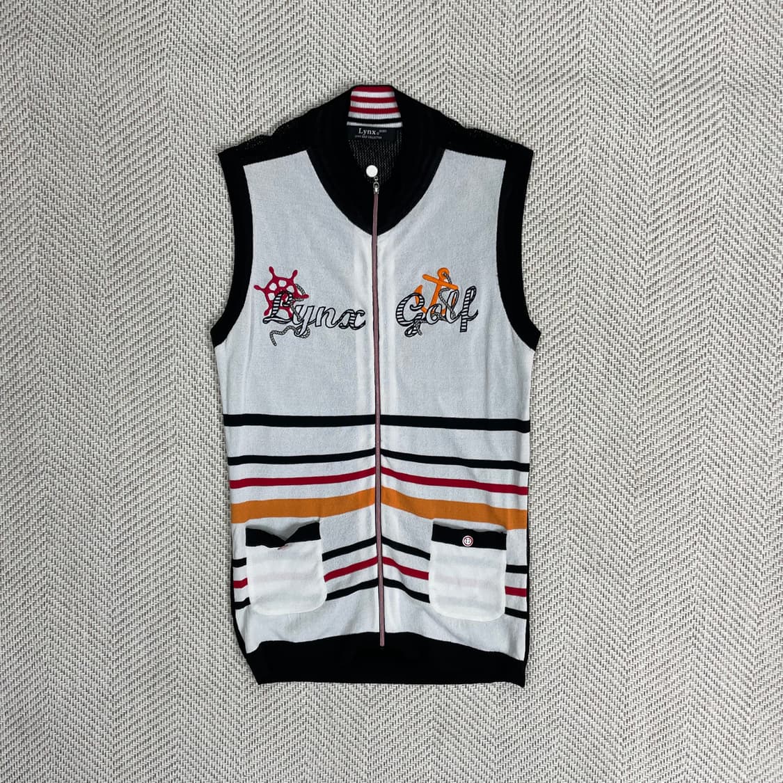 Lynx 골프 니트 조끼 S(90) 블랙 화이트 상품이미지1
