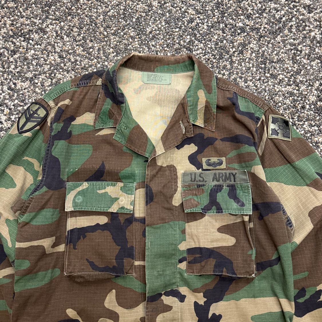 80s US Army 미군 하계용 우드랜드 카모 셔츠 자켓 (XL)  상품이미지2