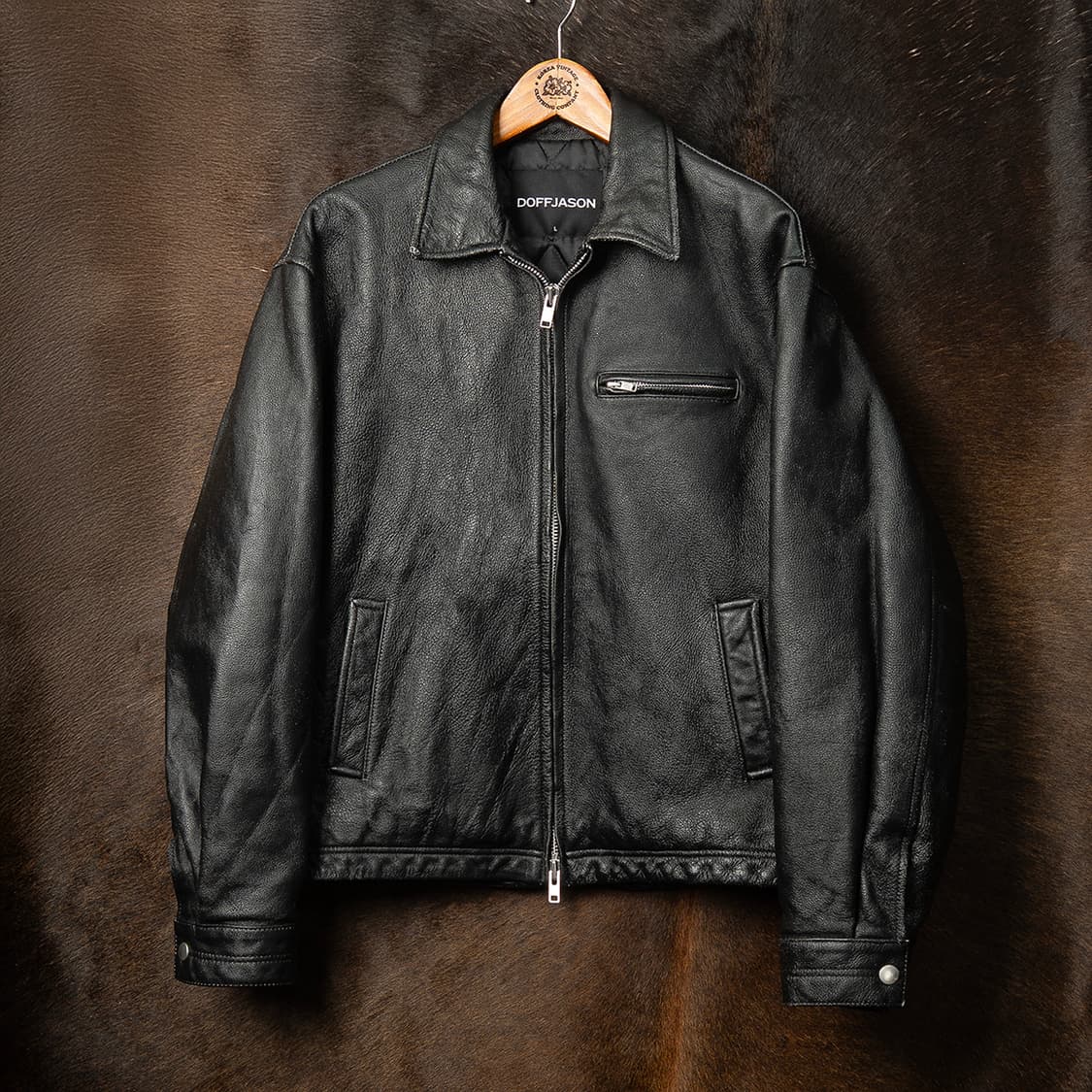 [L] 도프제이슨 워시드 카우하이드 레더자켓 블랙  상품이미지1