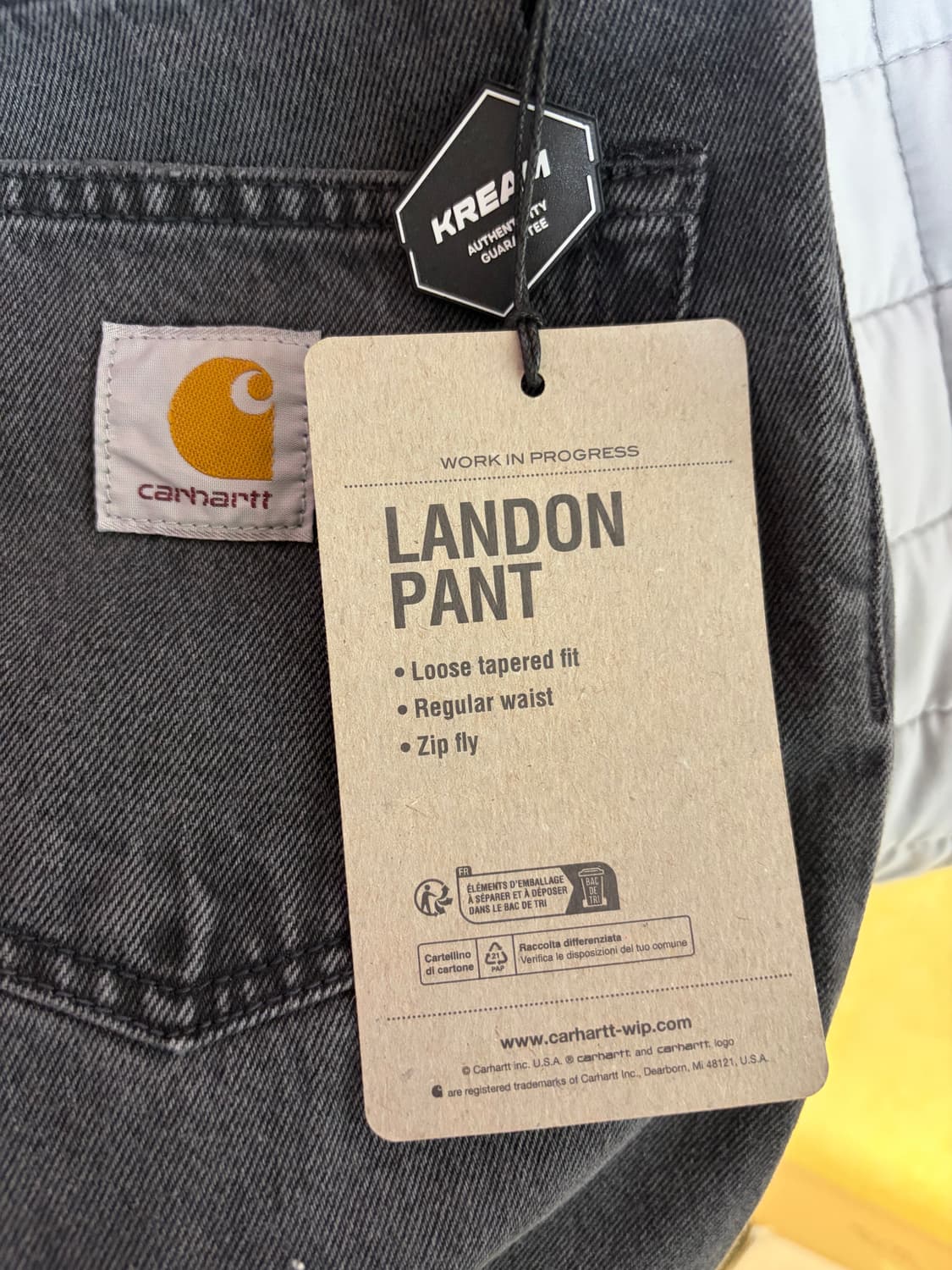 (새상품/29) 칼하트 랜든팬츠 블랙 헤비스톤워시 상품이미지3