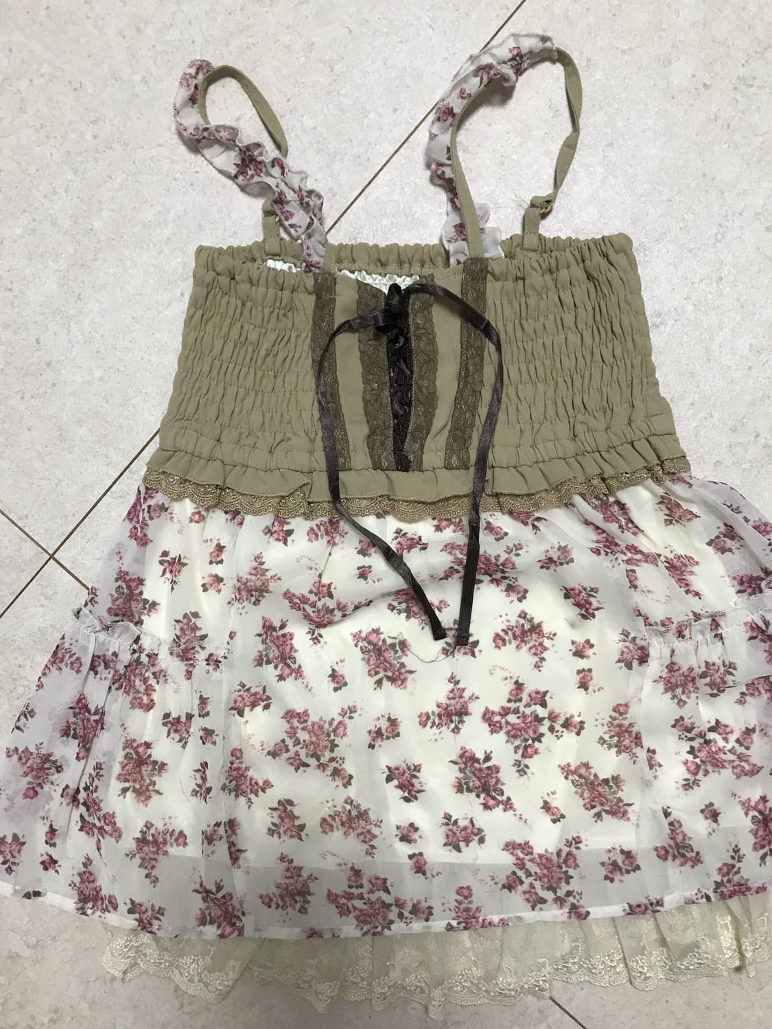 엑시즈팜 라떼갸루 엑팜 대장 모리걸 레이어드 레이스 나시 탑 상품이미지1