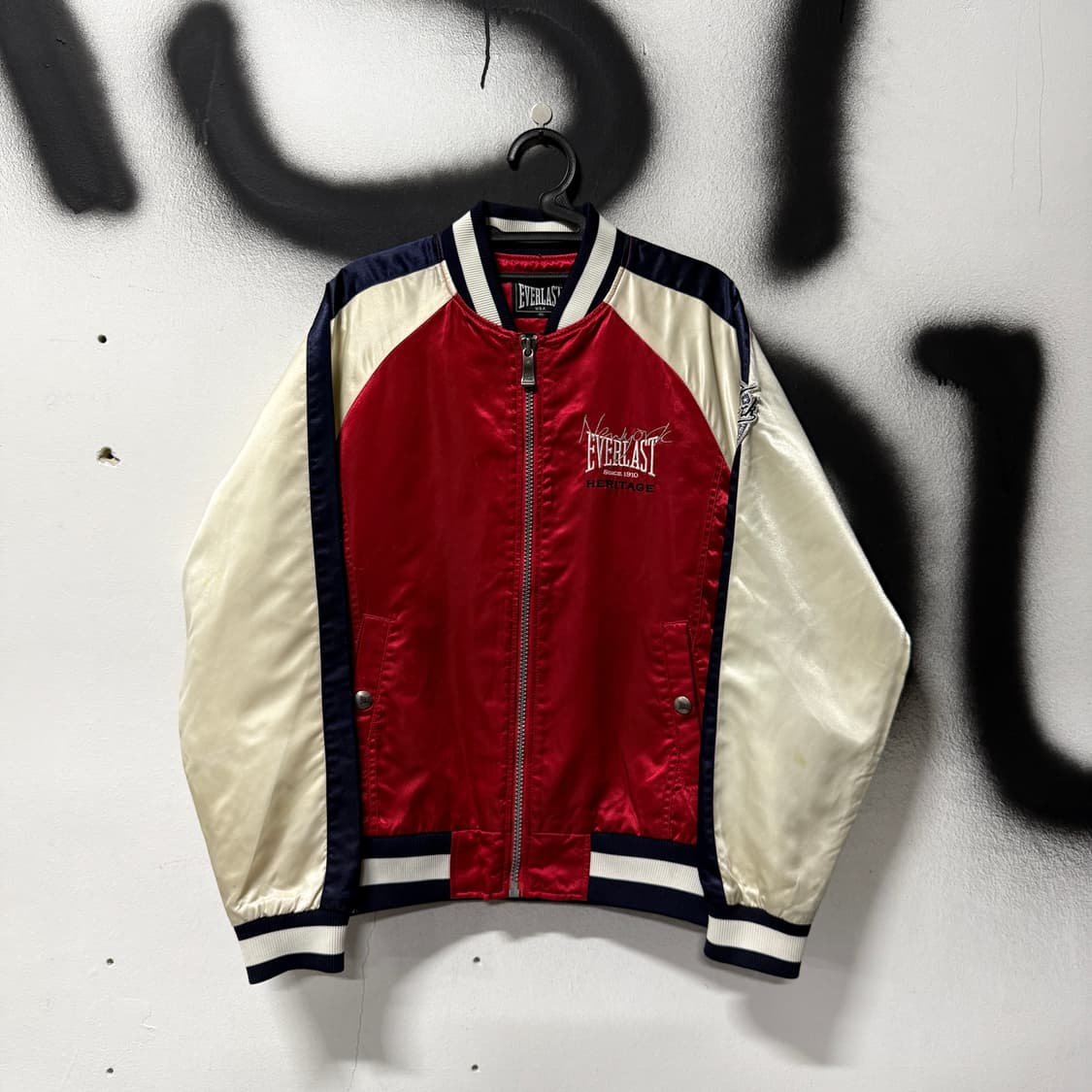Everlast USA 헤리티지 올드스쿨 배색 자수 집업 바시티 자켓 상품이미지1