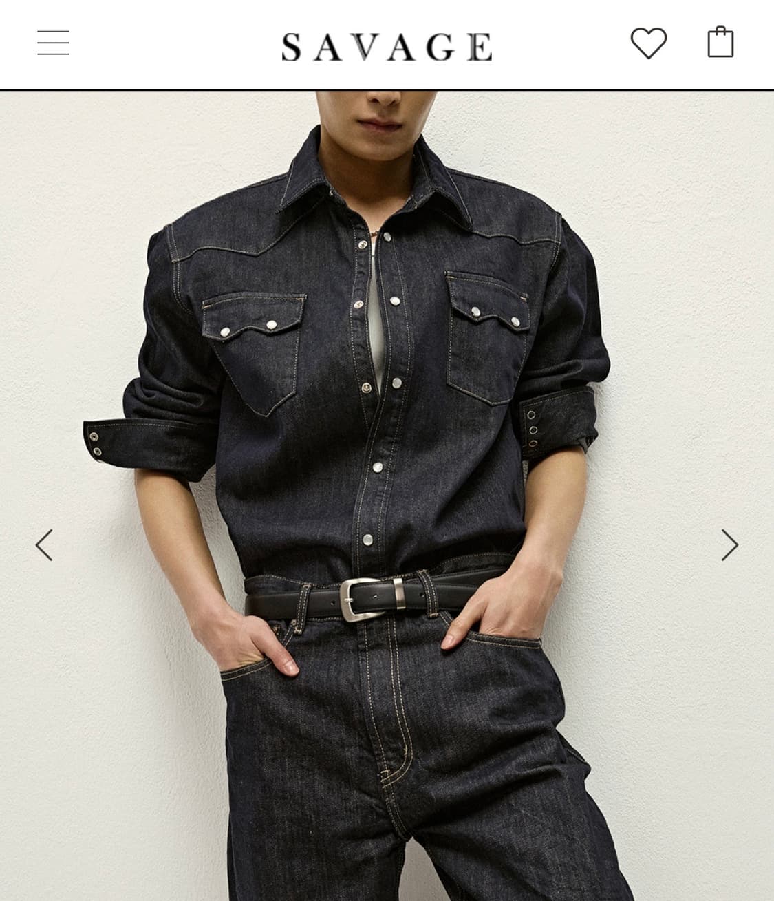 세비지 웨스턴 셔츠 다크블루m 상품이미지2