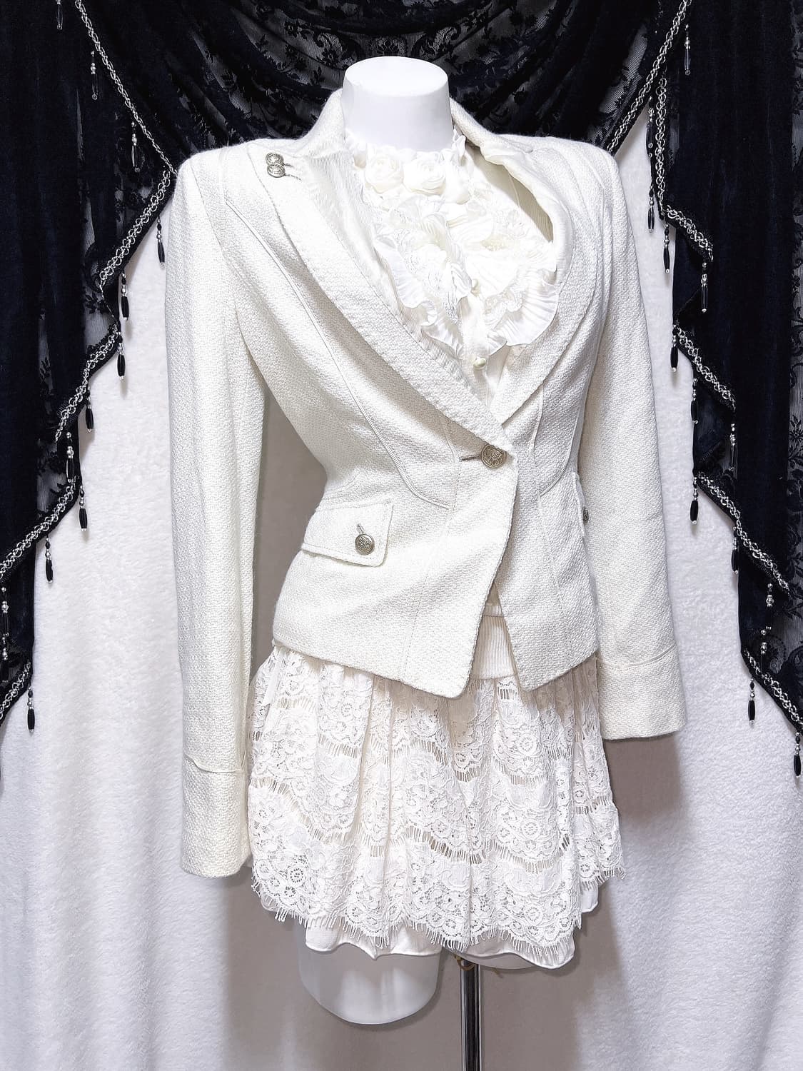 로맨틱갸루 달천 글리터 자켓 프릴레이스 로걀탑 리즈리사 스커트 코디세트 상품이미지4