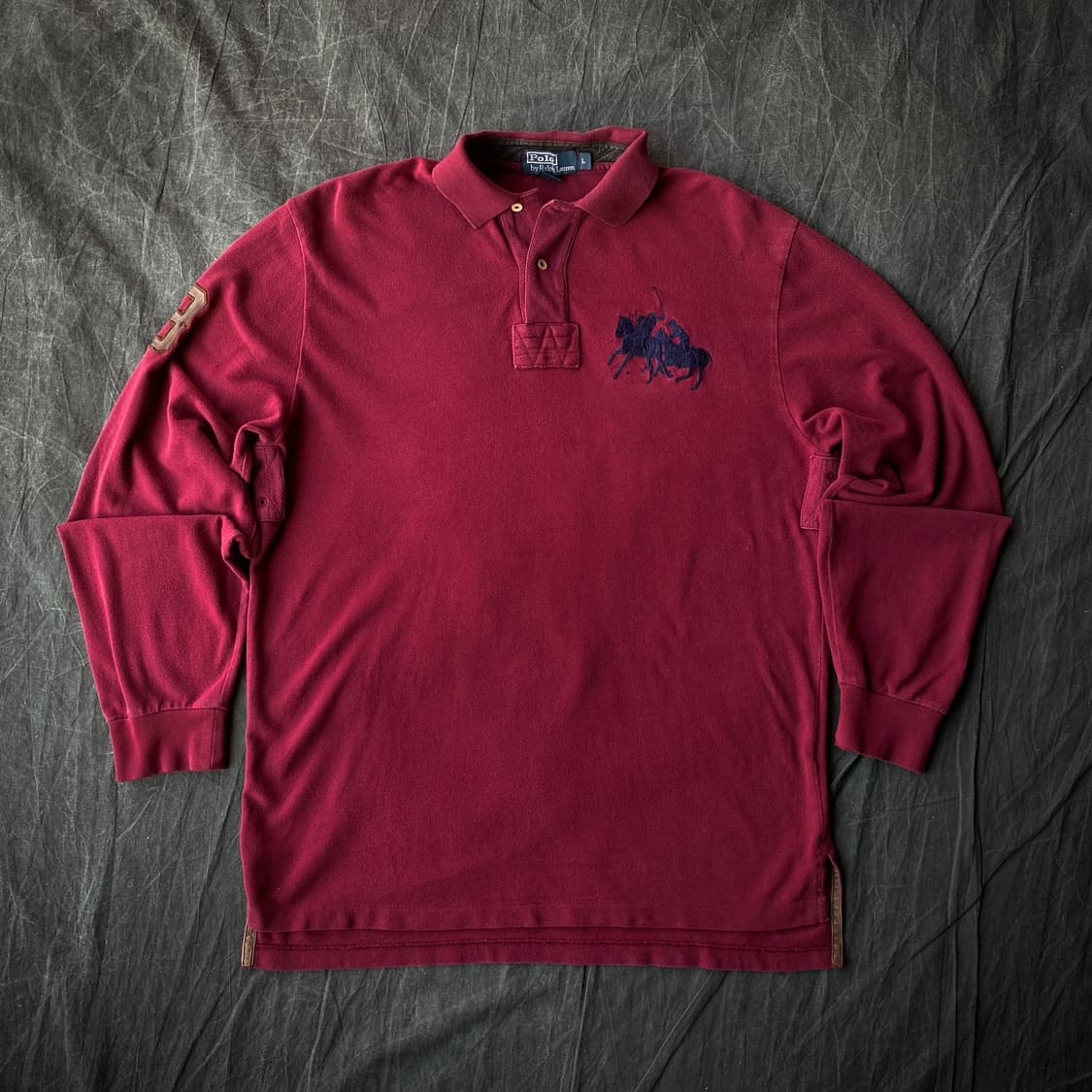 폴로 랄프로렌 버건디 컬러의 빅포니 롱슬리브 카라 티셔츠 s 상품이미지1