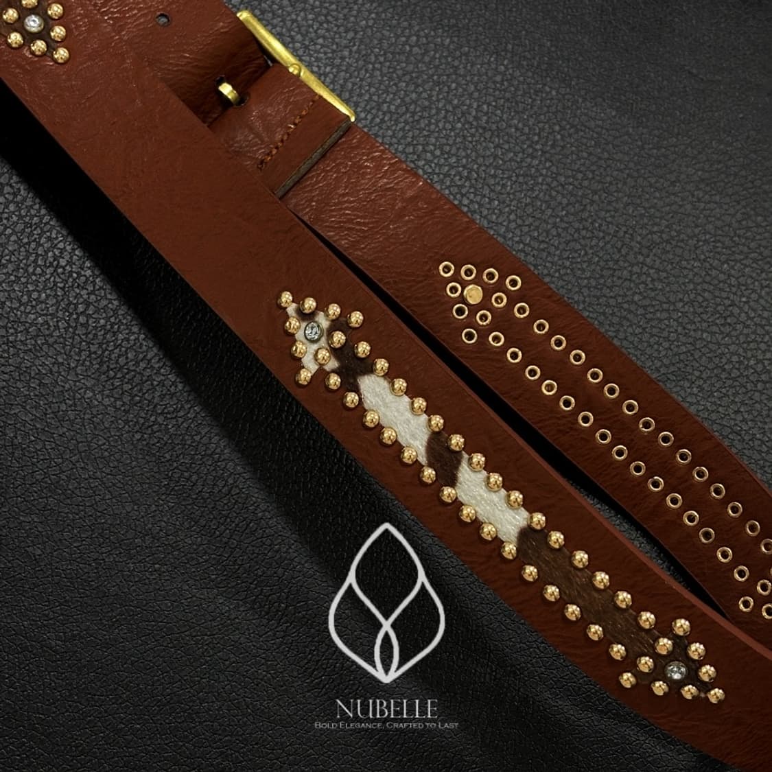 🌗 Arrow cow hair belt / 화살표 카우 호피 가죽 벨트 상품이미지5