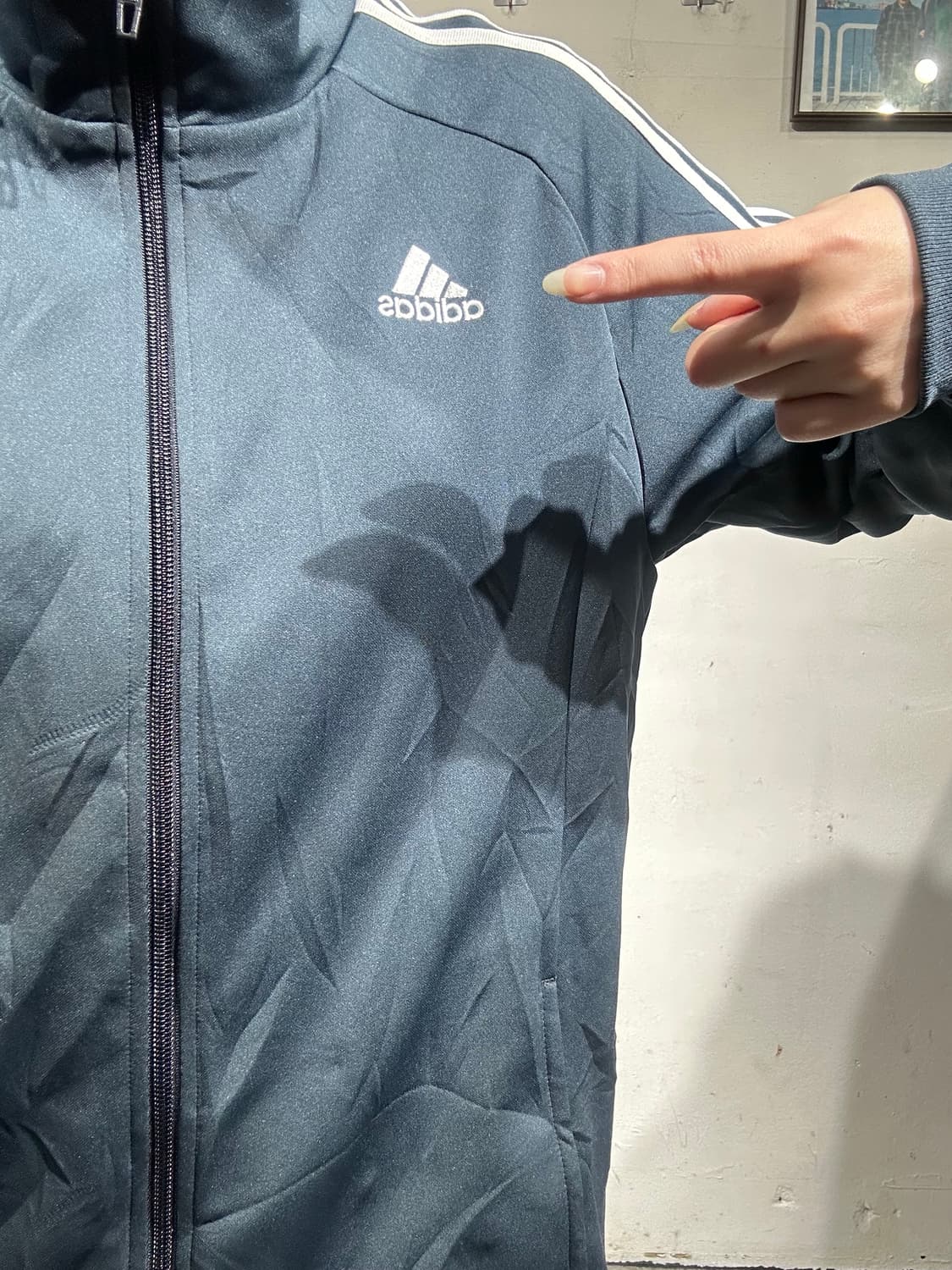 아디다스 네이비 화이트 삼선 트랙탑 져지 L 상품이미지6