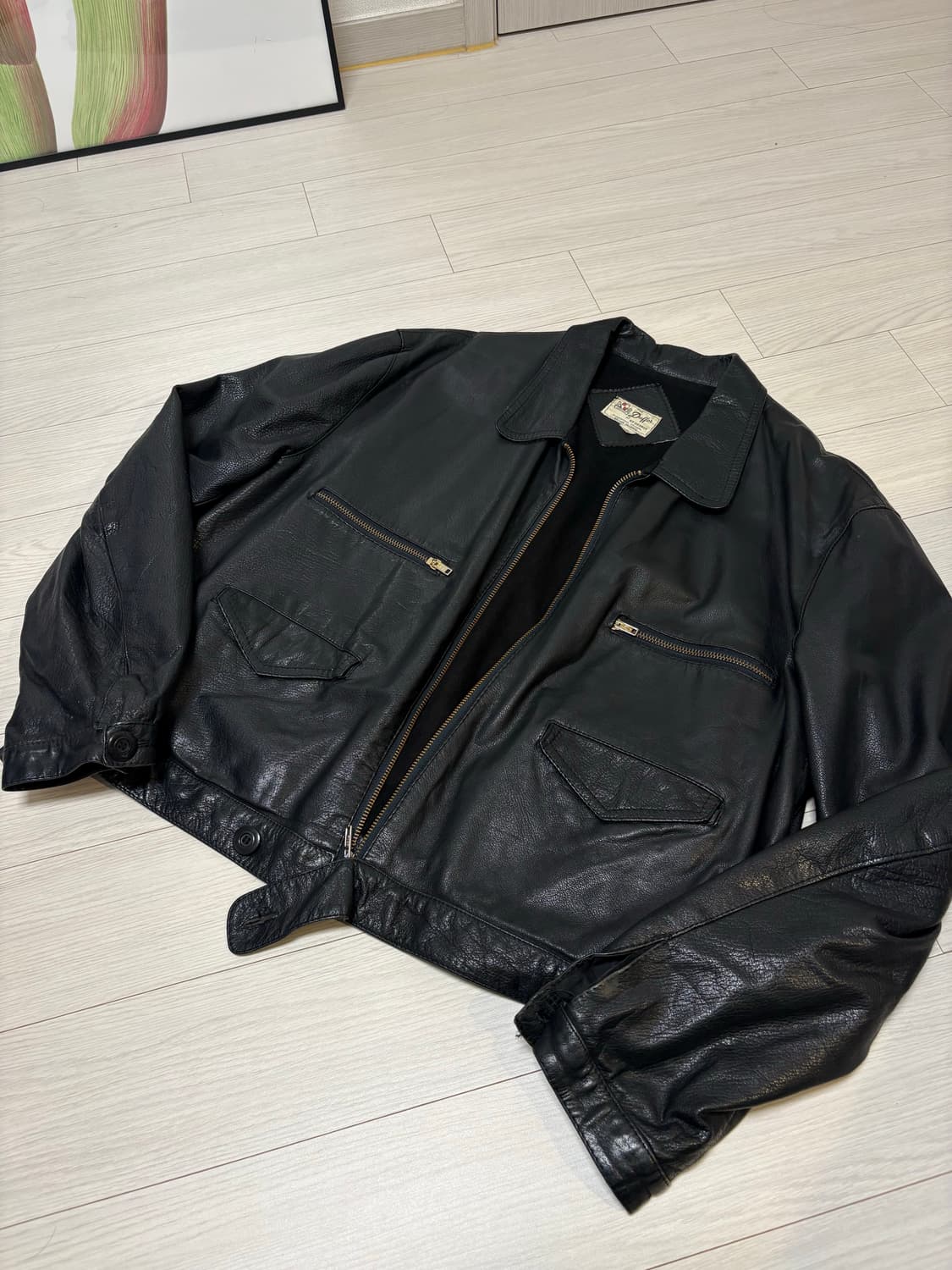 빈티지 웨스턴 디테일 레더 봄버 가죽 자켓 상품이미지1