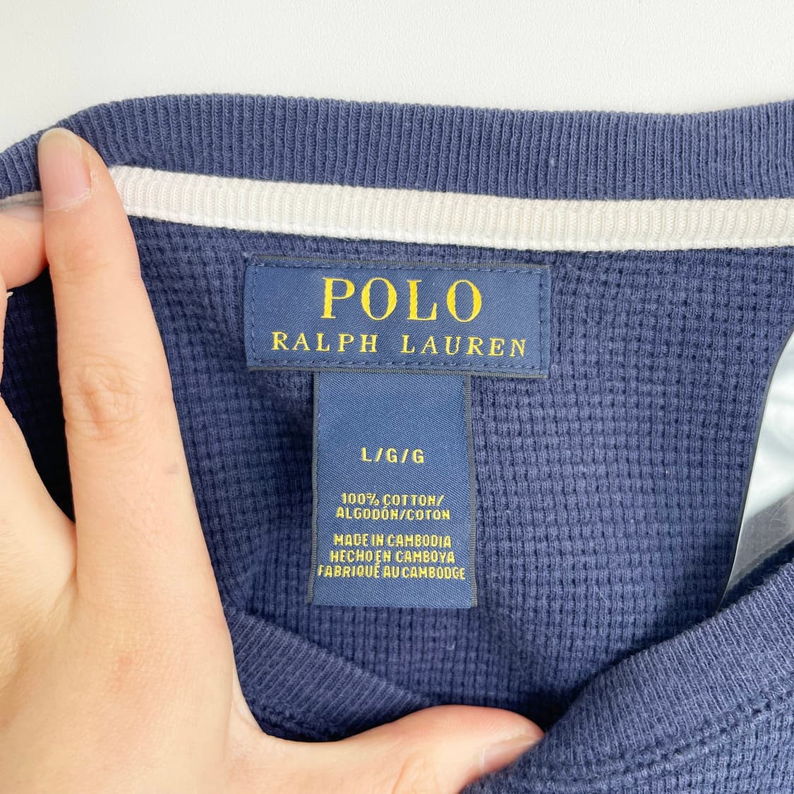 A2 폴로 랄프로렌 네이비 와플 코튼 롱슬리브 티셔츠 XL사이즈 상품이미지4