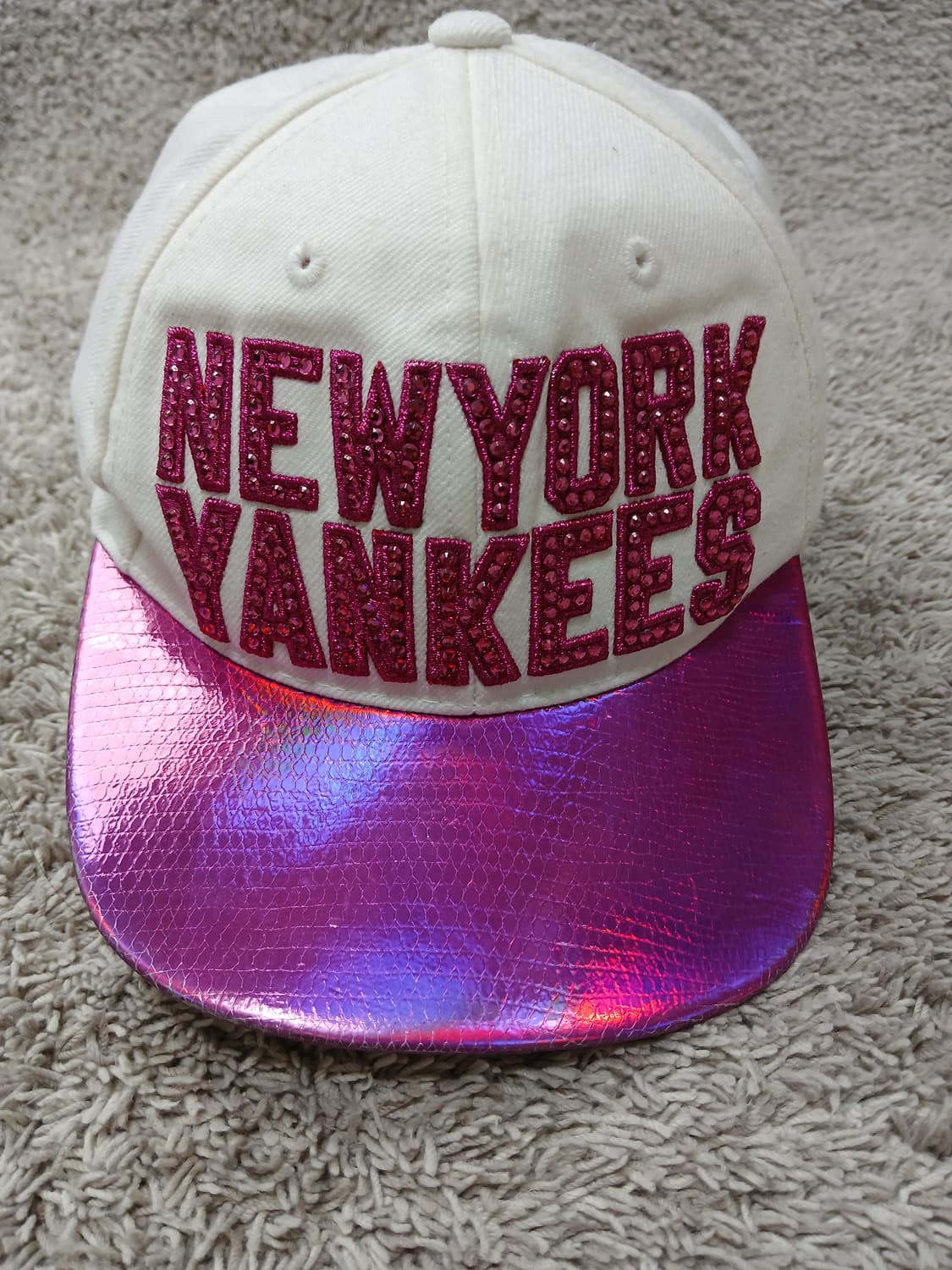 키즈 뉴욕 양키스 스냅백 핑크 메탈릭 챙모자 상품이미지2