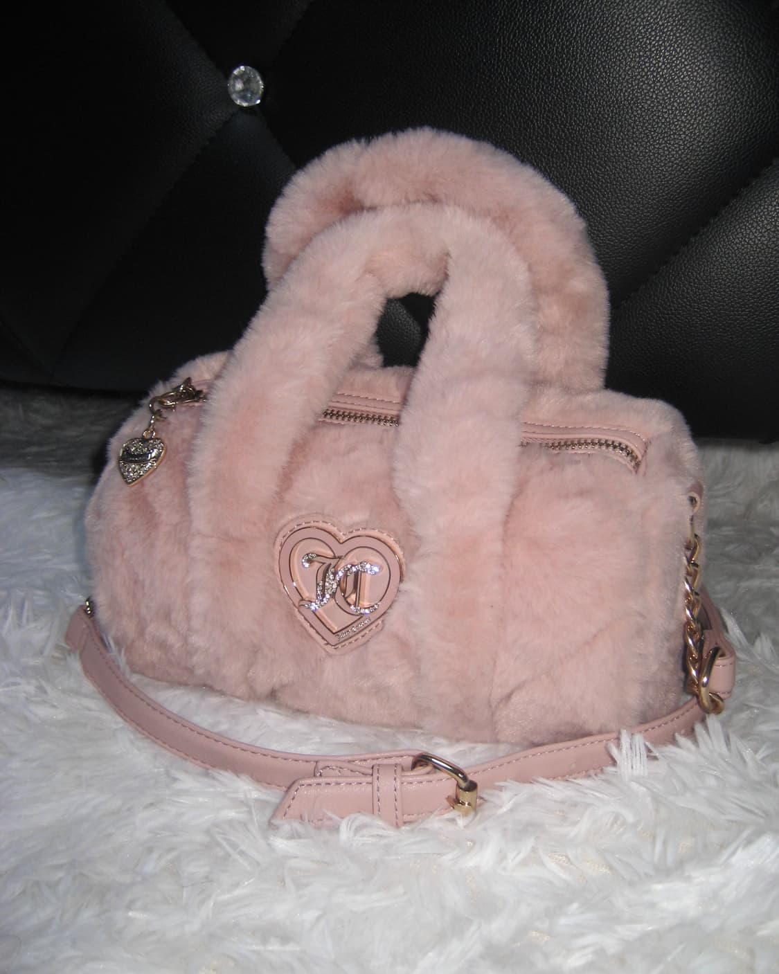 쥬시꾸뛰르 핑크 퍼 크로스백 가방 상품이미지4