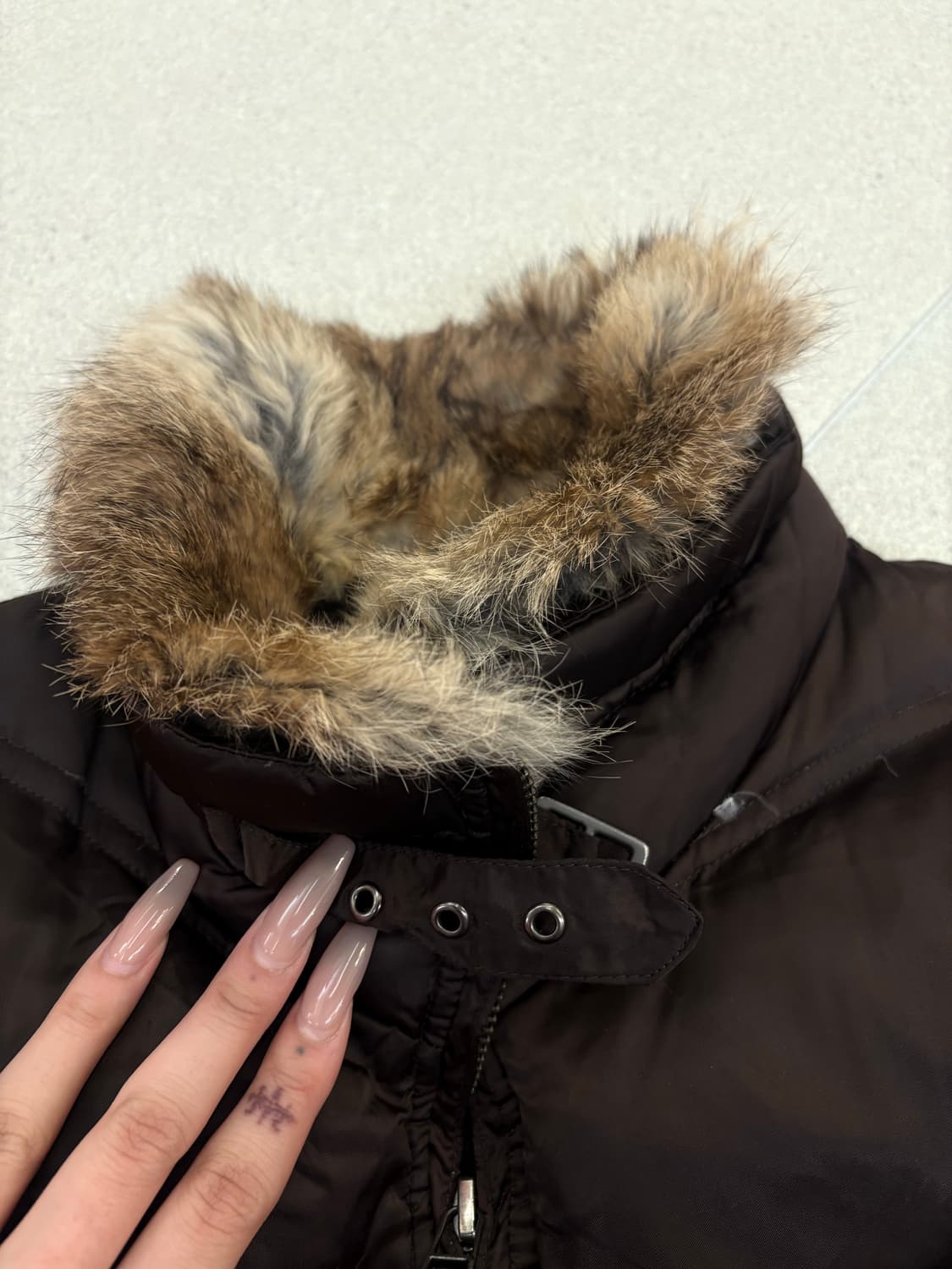 브라운 투웨이 퍼 패딩 상품이미지3