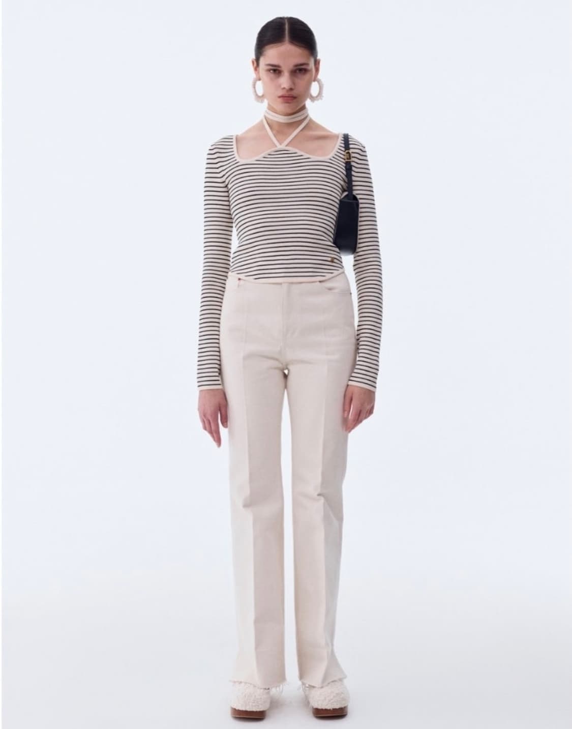 렉토 시그니처 넥 모나코 스트라이프 니트 S 상품이미지3