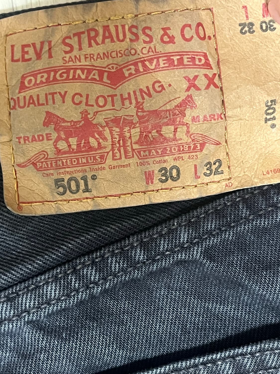리바이스 501 블랙 W30 L32 상품이미지3