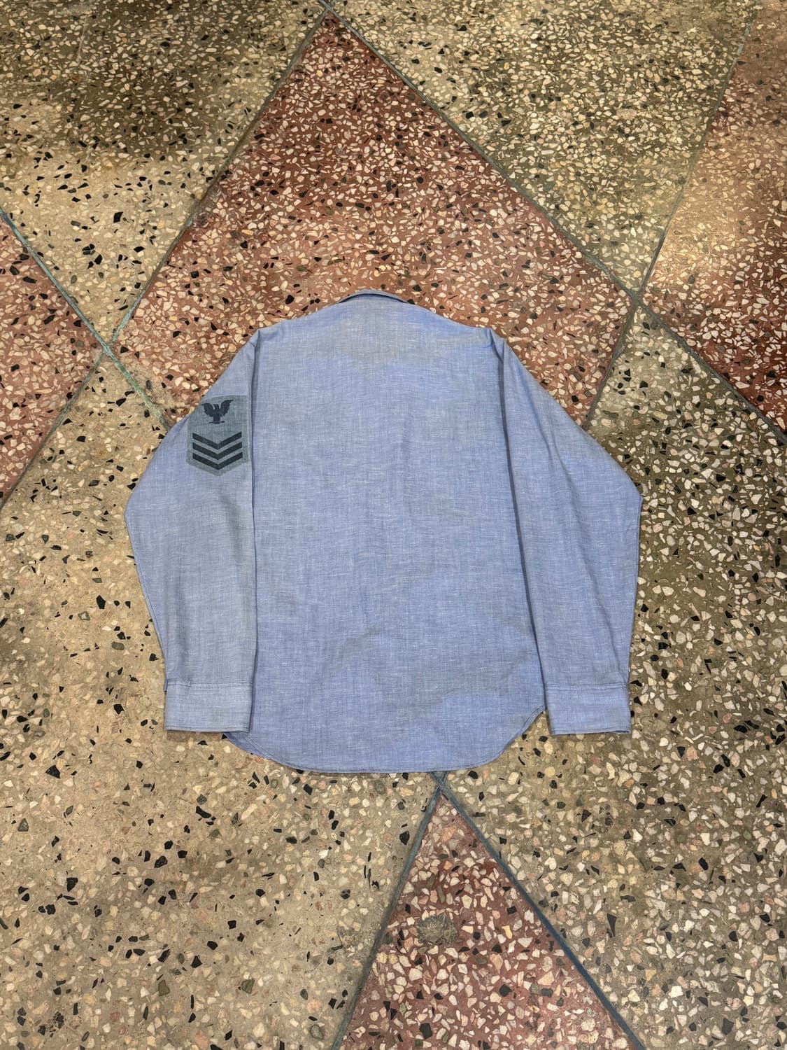 80s U.S. Navy Chambray Shirt (16,XL) 상품이미지3