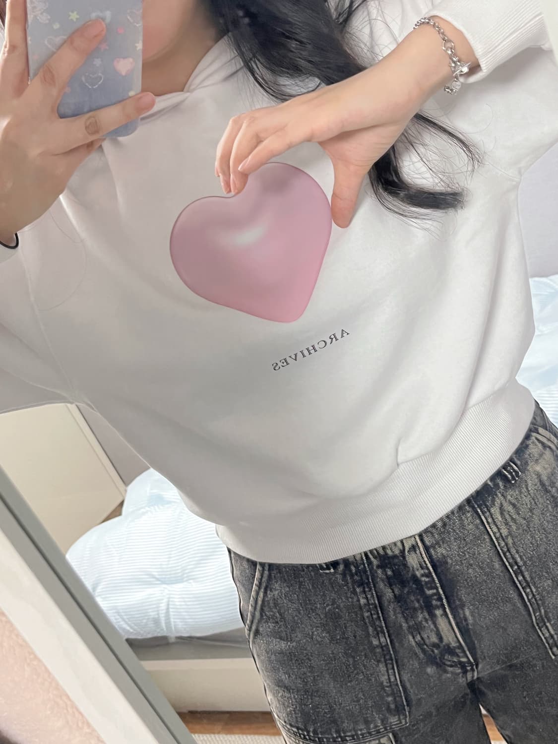 2000 아카이브스 crop matt heart hoodie 후드티 상품이미지1