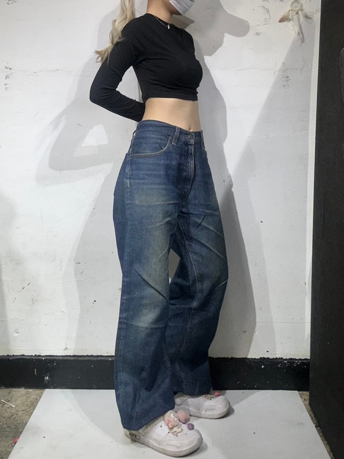 90s 빅 존 진청 와이드 워싱 데님 청바지  상품이미지1