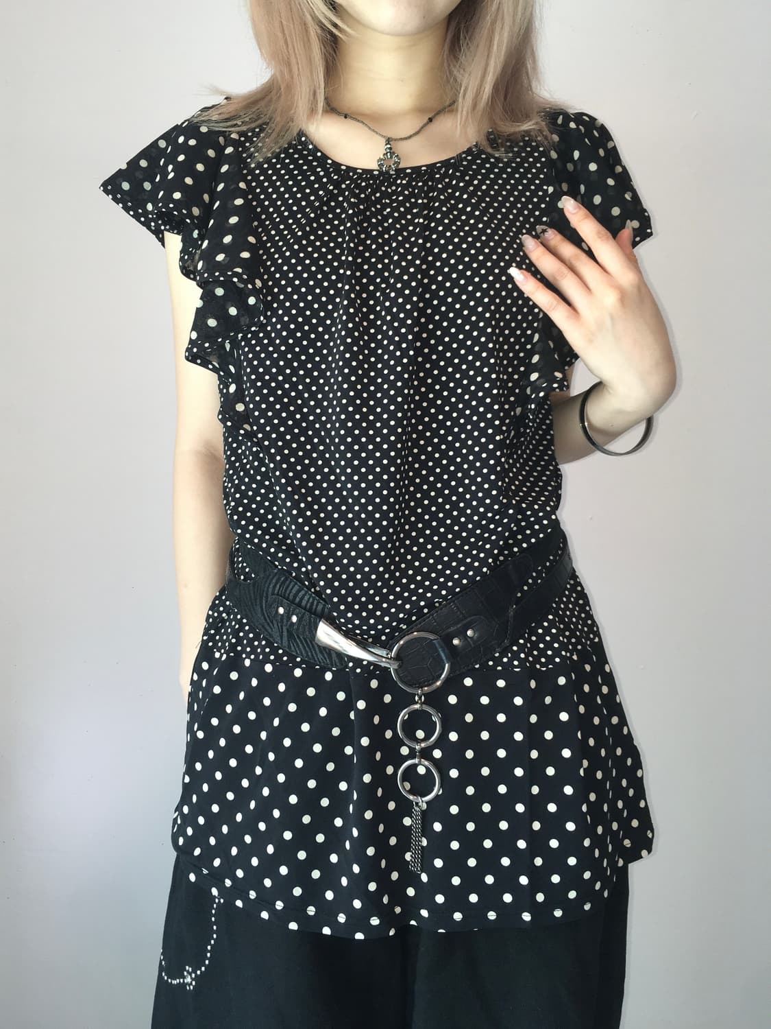 일본빈티지 polka mood flutter top 상품이미지2