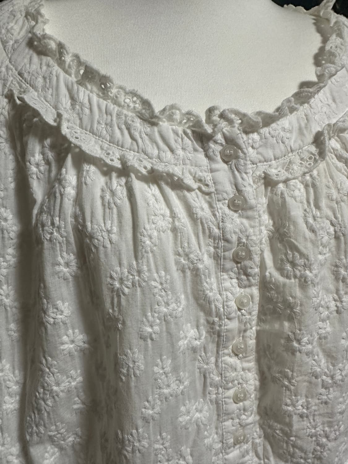 빈티지 꽃자수 화이트 레이스 블라우스 모리 모리걸 아오이유우 상품이미지3