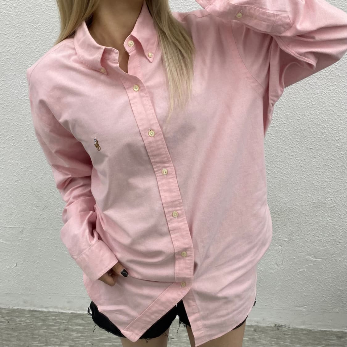 폴로 랄프로렌 옥스포드 딸기우유맛 셔츠 L 상품이미지1