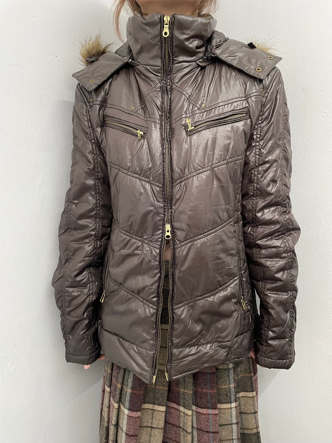 y2k 브라운 투웨이 패딩 자켓  상품이미지1