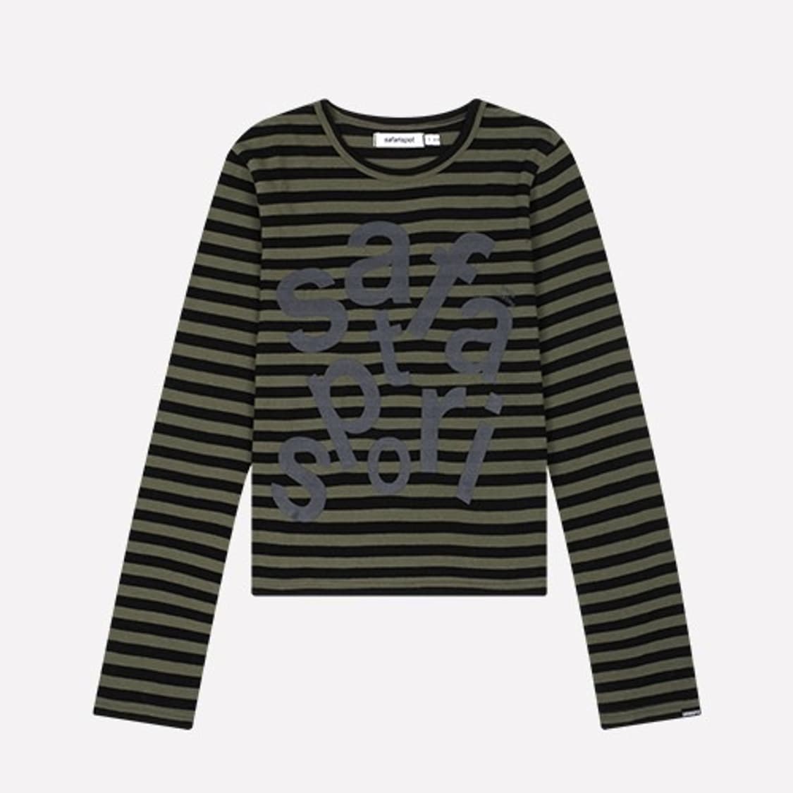 사파리스팟 1/2 티켓팅 스트라이프 보더 티 올리브 1 상품이미지1