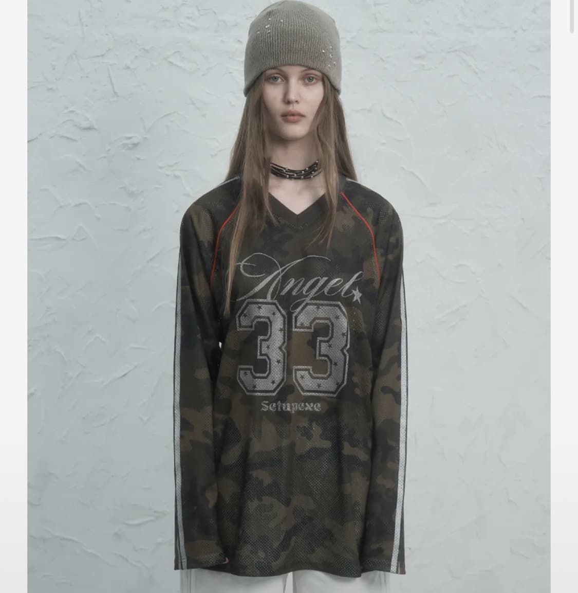 셋업이엑스이 V-NECK MESH SPORTS T 카모 상품이미지1
