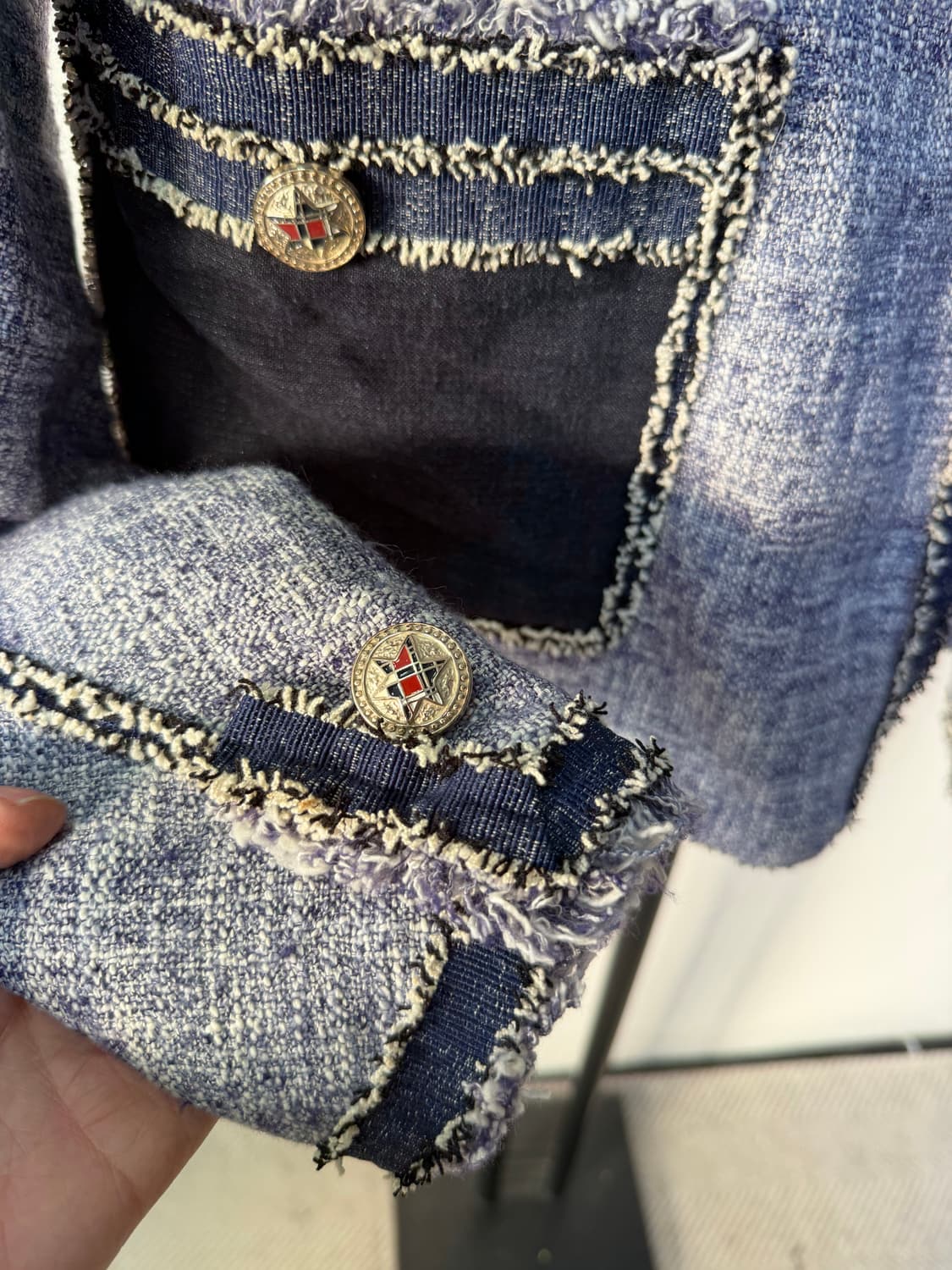 정품) TIME 타임 한섬 트위드 블루 자켓 82 상품이미지5