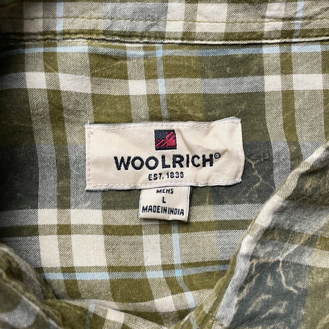 WOOLRICH 울리치 빈티지 올리브 체크 코튼 반팔 셔츠 A00779 상품이미지9