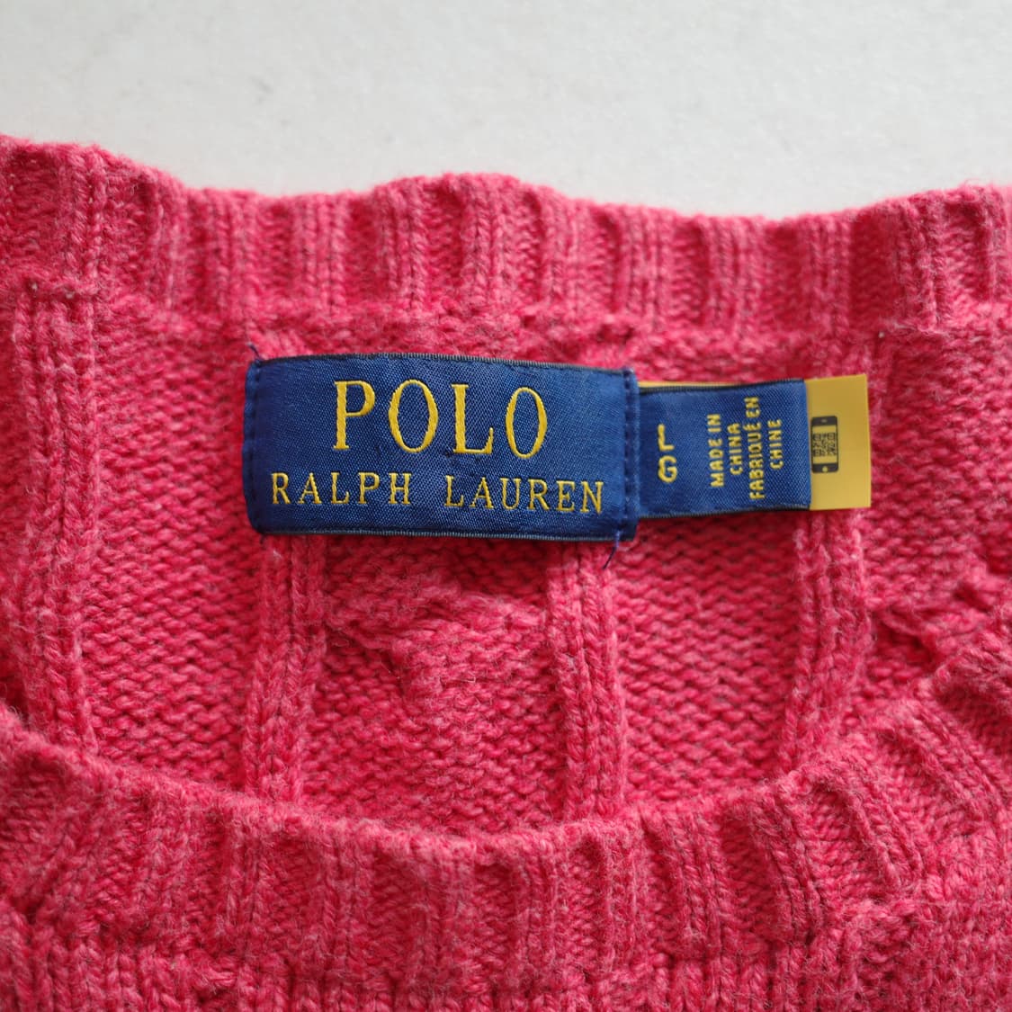 폴로 랄프로렌 QR인증 꽈배기 니트 핑크 (L) 상품이미지5