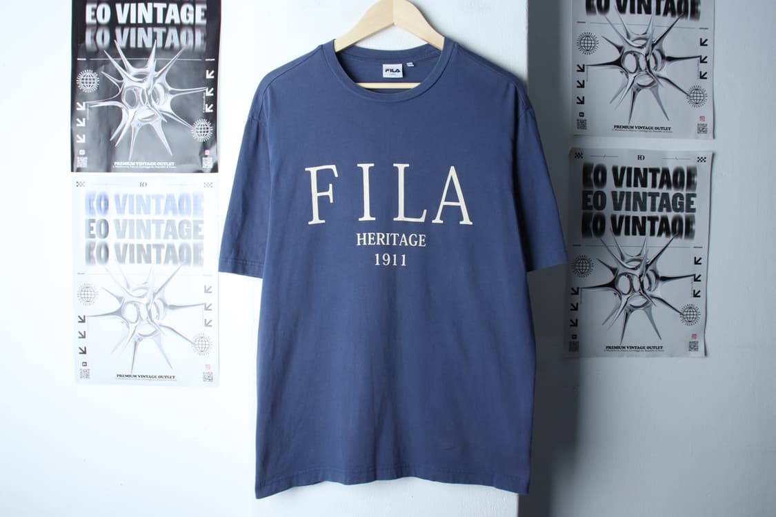 (L-XL) 휠라 반팔 티셔츠 빅로고 블루 올드스쿨-7B7F 상품이미지2