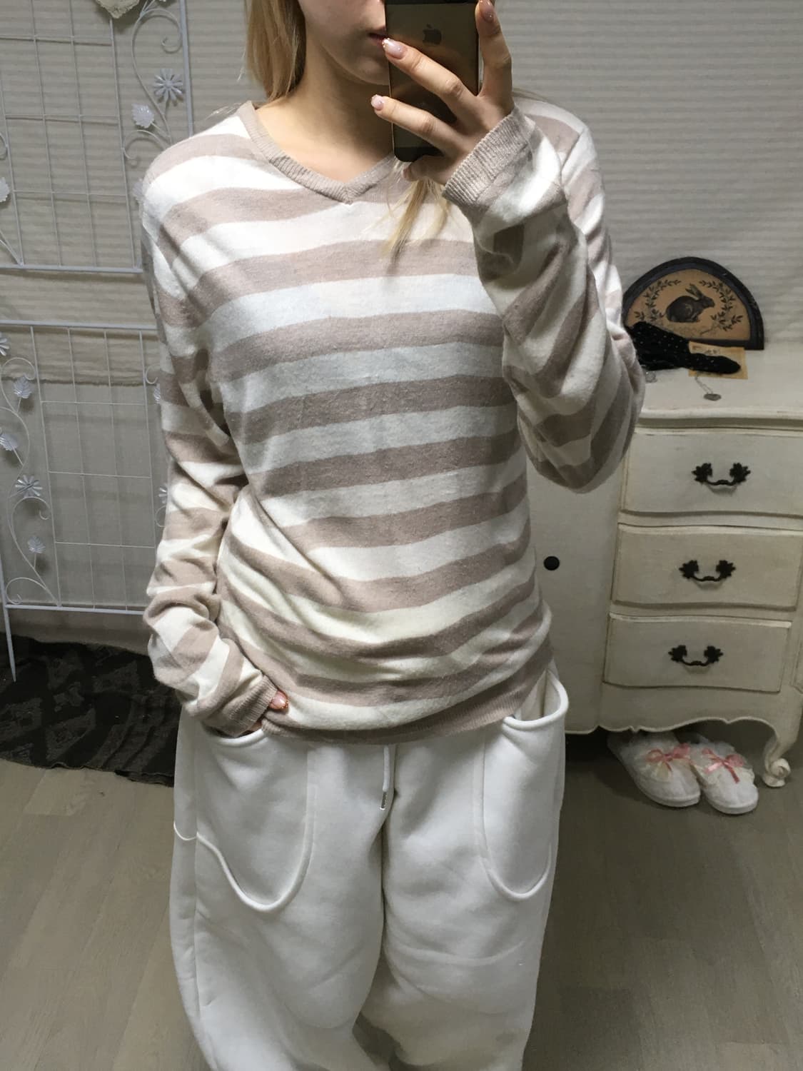 jpn vintage 스트라이프 브이넥 니트 상품이미지1