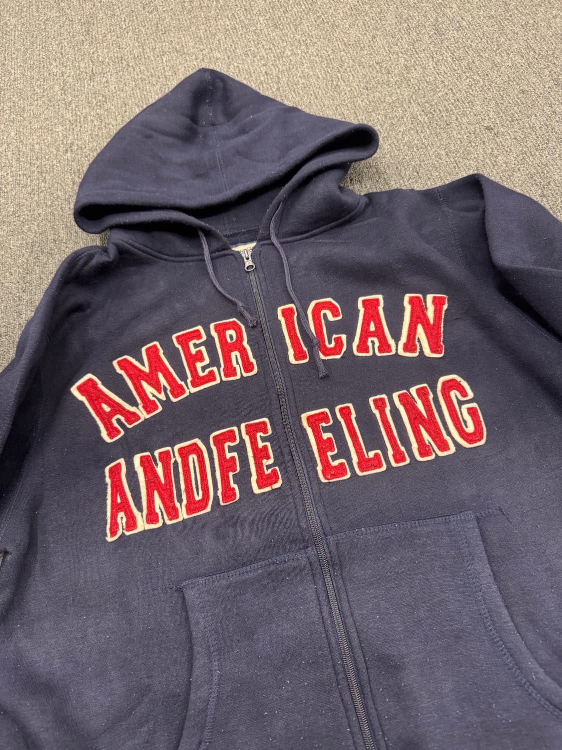 AMERICAN AND FEELING 빈티지 패치 네이비 후드집업 상품이미지2