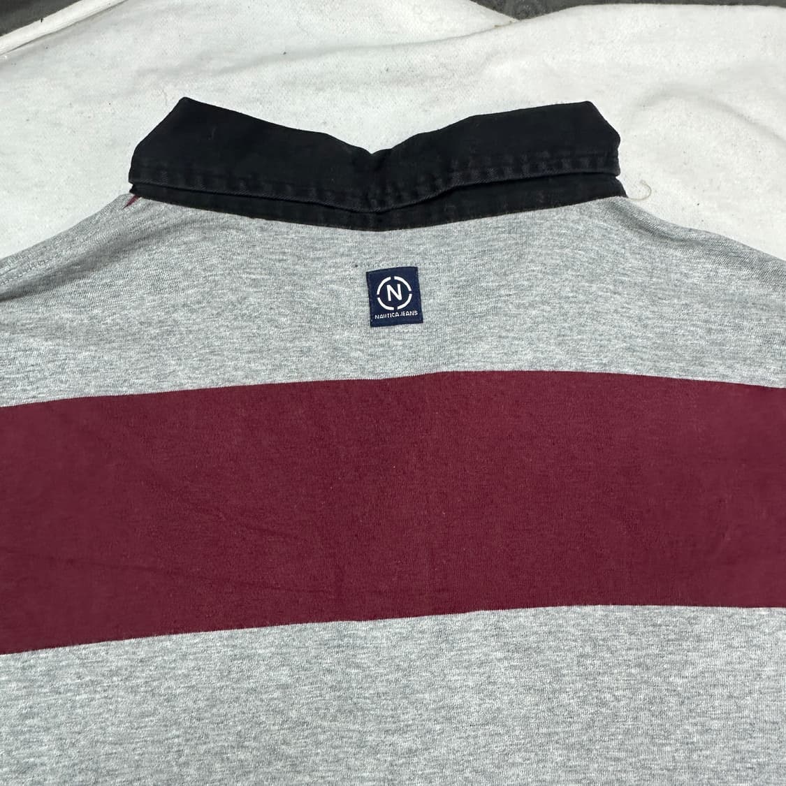NAUTICA XL 오버핏 빈티지 레드 그레이 단가라 긴팔 카라티셔츠 상품이미지4