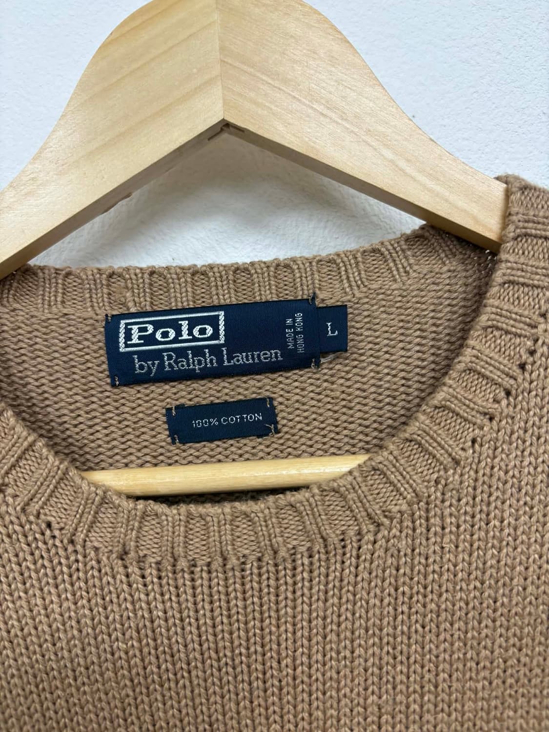[L] 폴로 랄프로렌 베이지 크루넥 코튼 니트 스웨터 상품이미지3