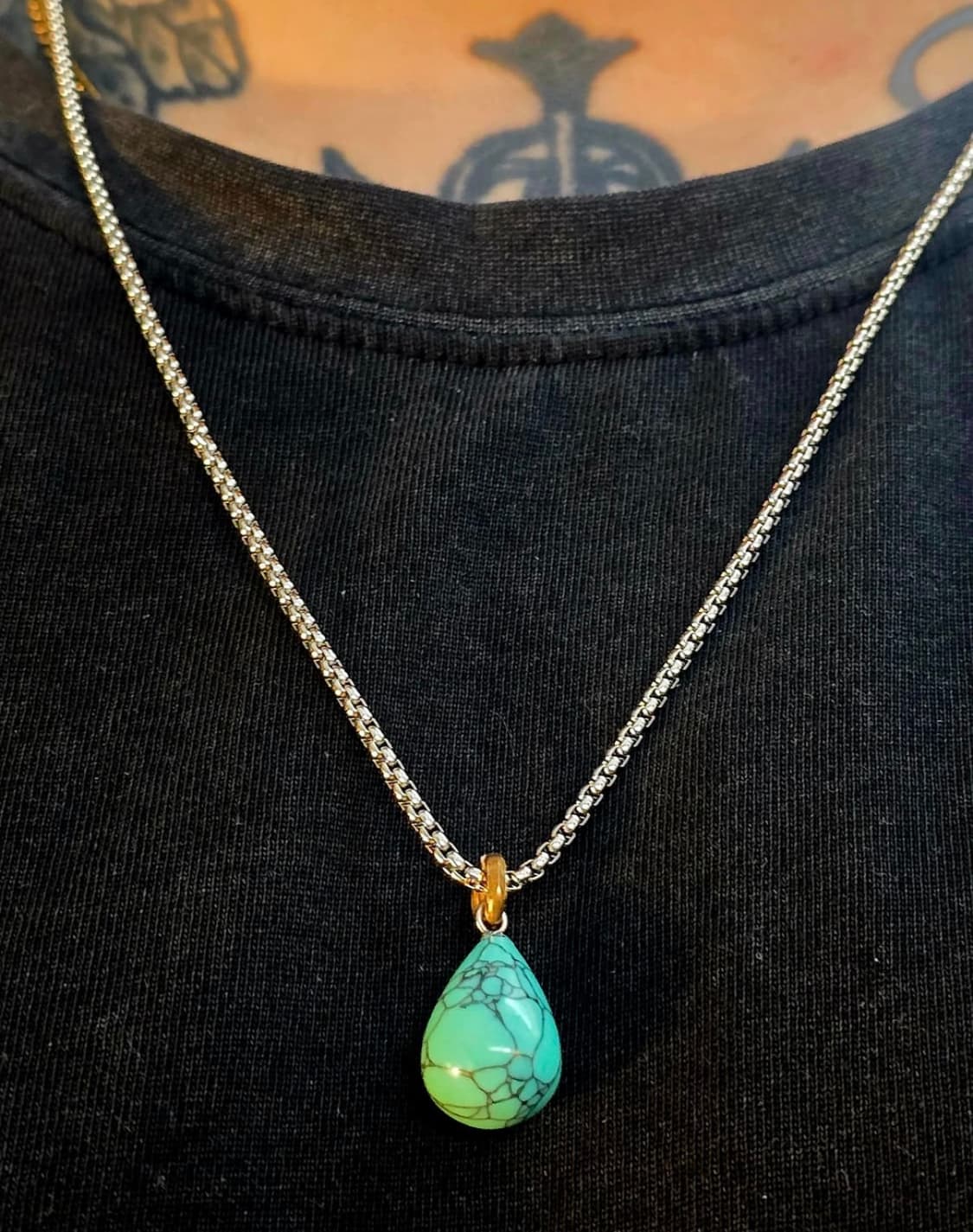 3크로스 물방울 터키석포인트 / 줄 써지컬60cm 목 걸이 상품이미지1