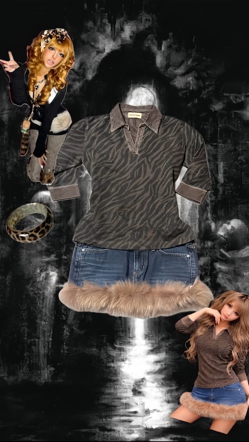 Gyaru animal pattern set 갸루 레오파드 set 상품이미지1