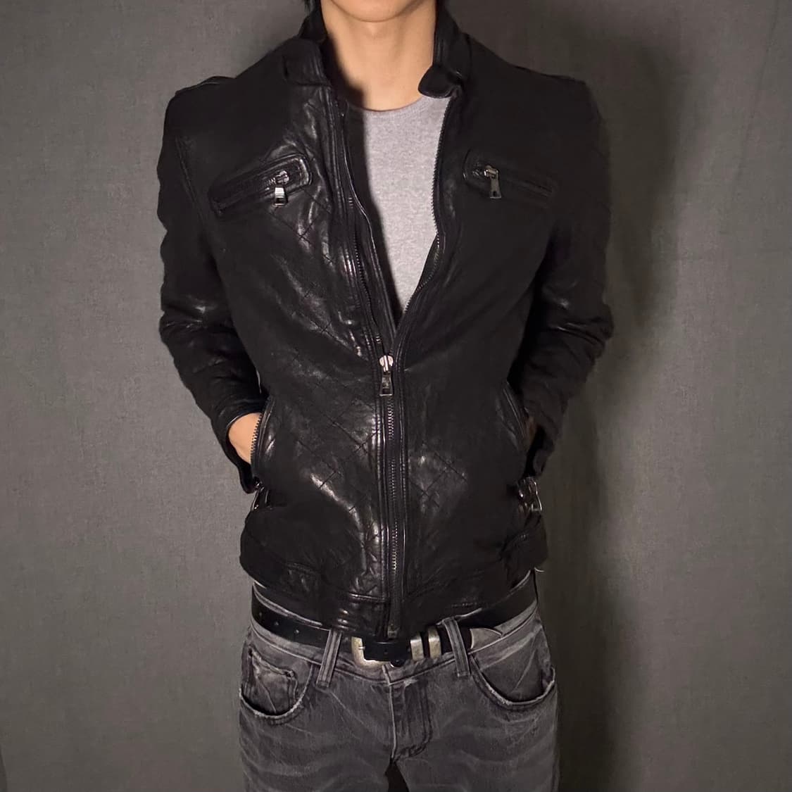 이태리 양가죽 퀄팅 라이더 자켓 상품이미지2