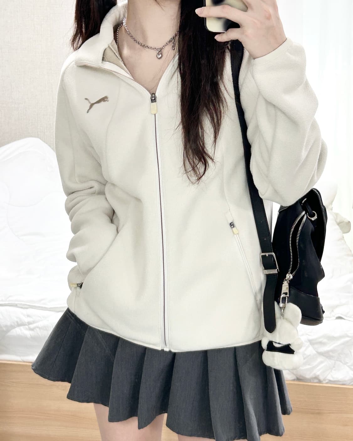 퓨마 모카로고 크림 플리스집업 상품이미지2