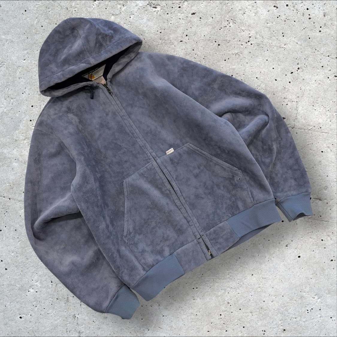 [M] 80s 칼하트 USA 플리스 벨벳 후드 집업 블루 B676 상품이미지1