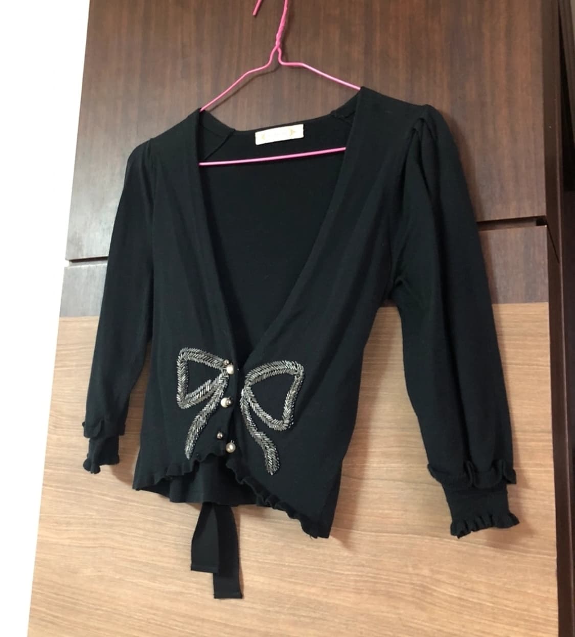 레니본 여성 블랙 리본 가디건 55 상품이미지2