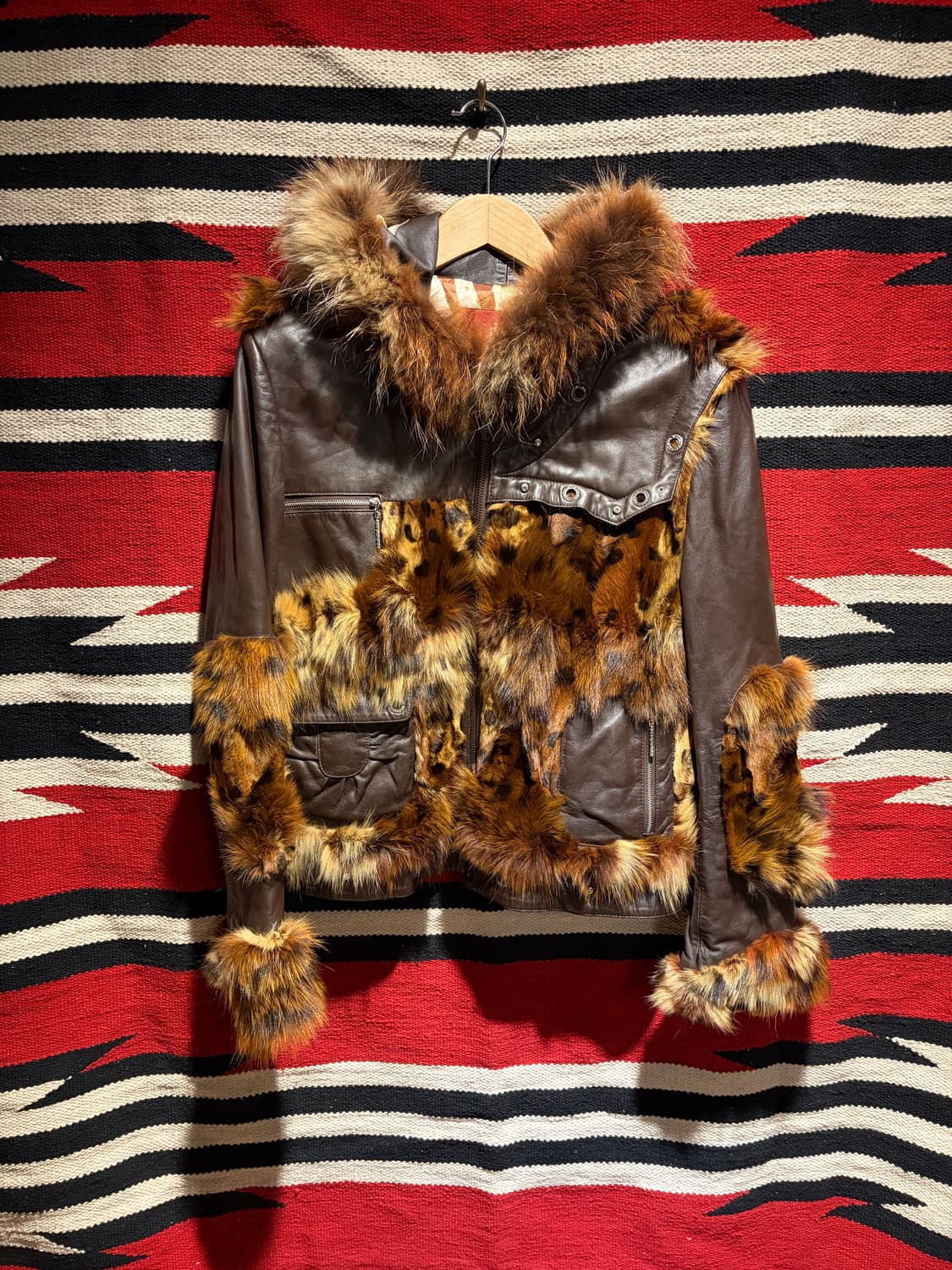Leopard fur hood jacket / 레오파드 퍼 후드 재킷 상품이미지1