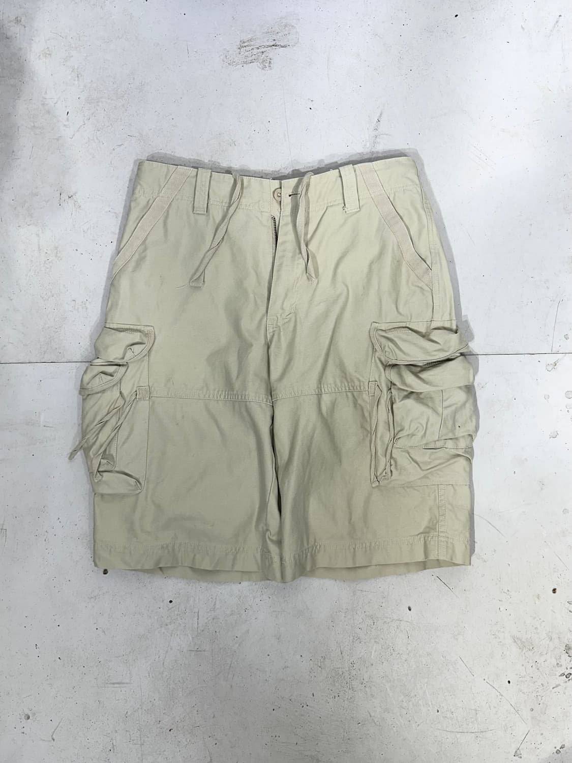 빈티지 아이보리 버뮤다 와이드 카고 팬츠 반바지 L 상품이미지4