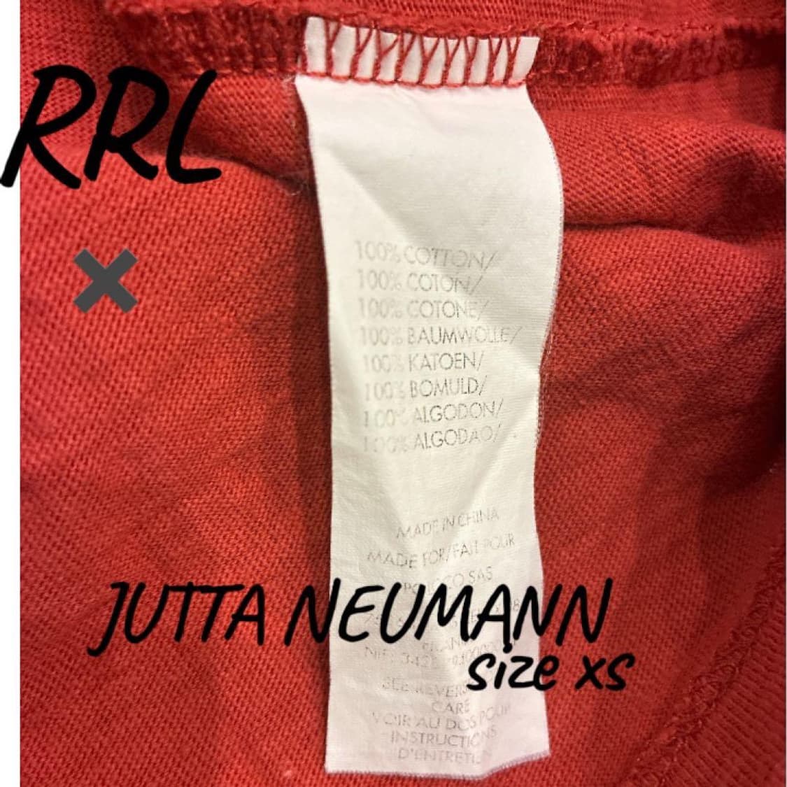 RRL 더블알엘 X 쥬타뉴먼 콜라보 로고 포켓 반팔 티셔츠 오렌지 상품이미지6