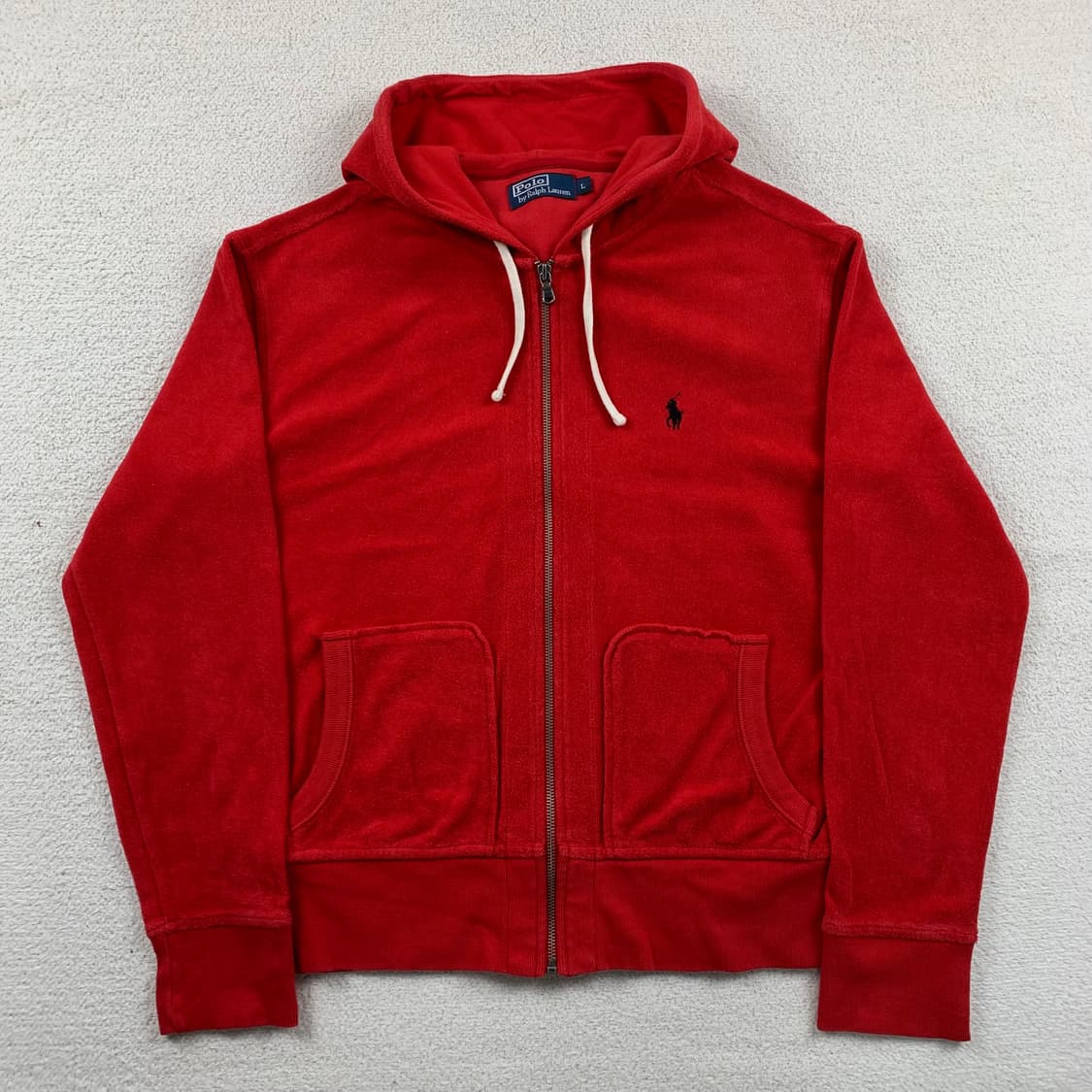폴로 랄프로렌 포니로고 테리 코튼 후드집업 레드 상품이미지1