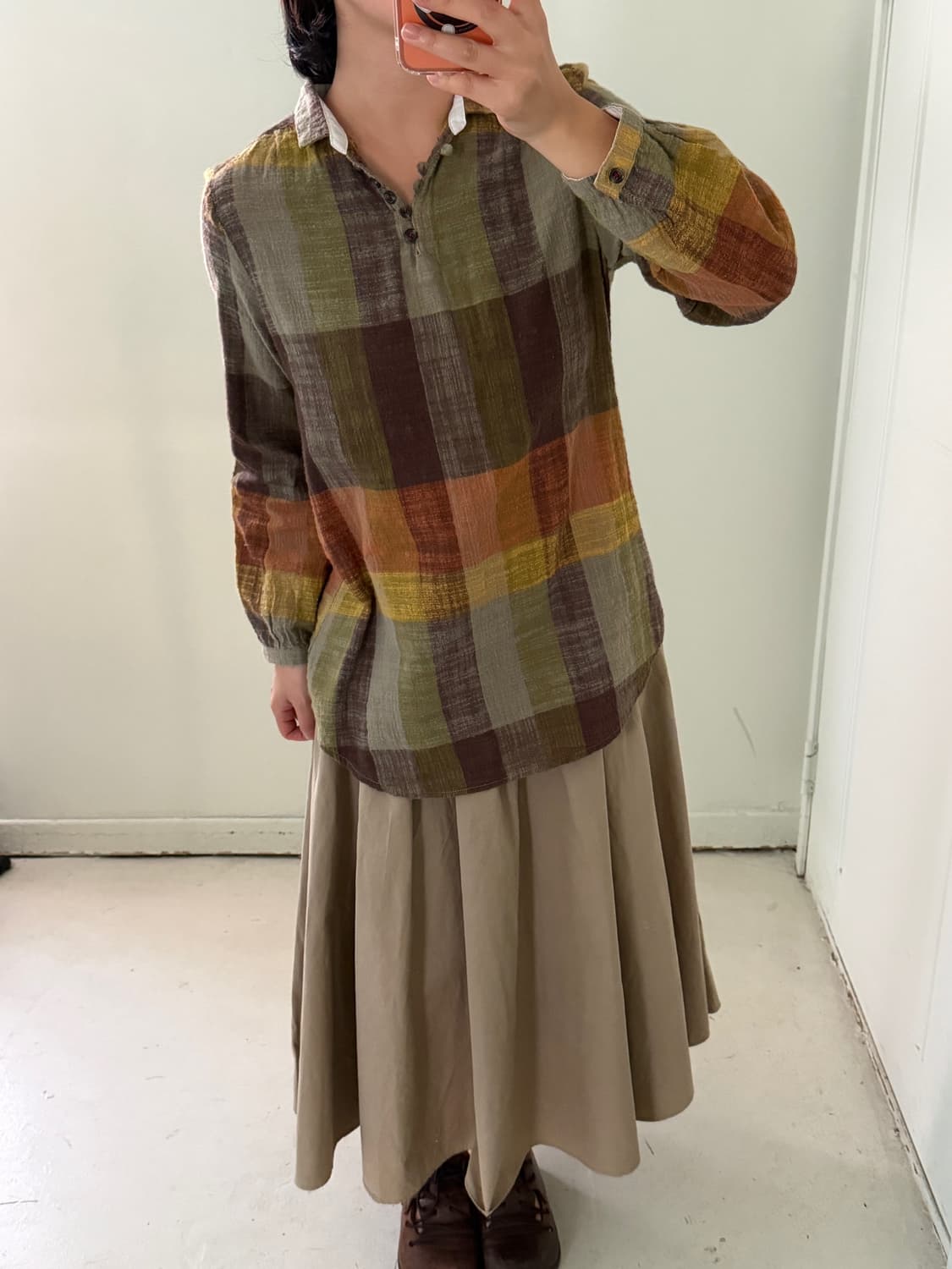 일본빈티지 모리 체크 블라우스 셔츠  상품이미지1