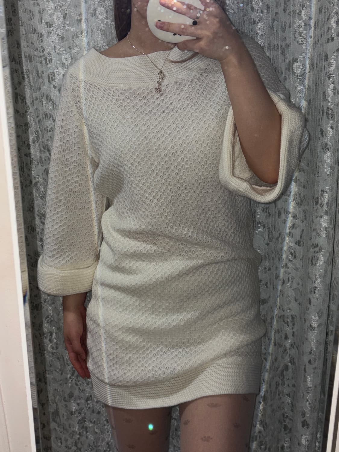 White basic knit one piece 상품이미지2